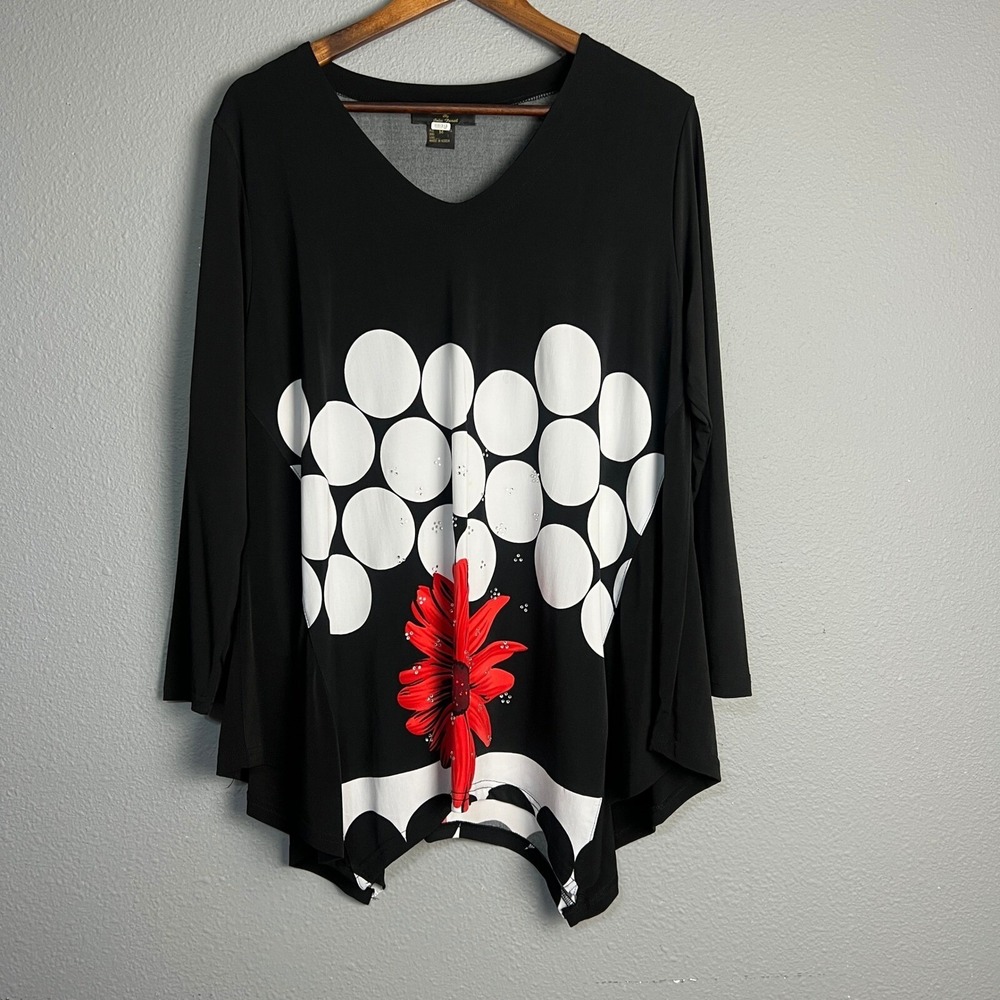 Jackets Galore John Farah Artsy Vibrant Colorblock Tunic Top Flowy Boho‎ Size M
